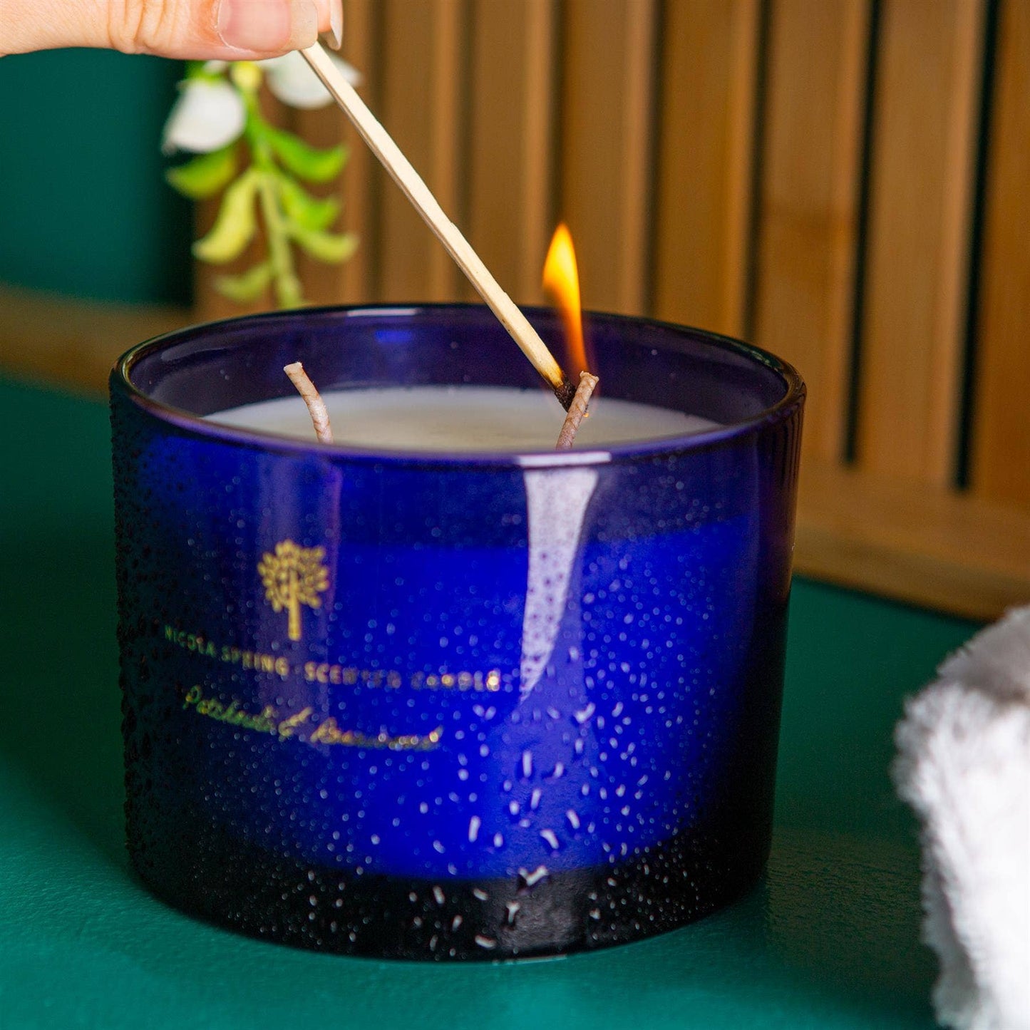 350g Double Wick Patchouli Rosewood Wax Candle Nicola Spring