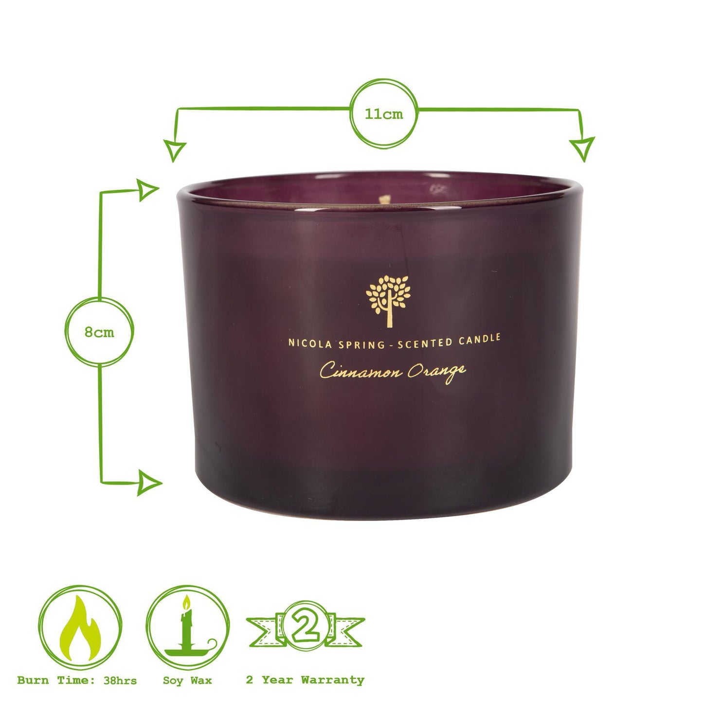 350g Double Wick Cinnamon Orange Wax Candle Nicola Spring