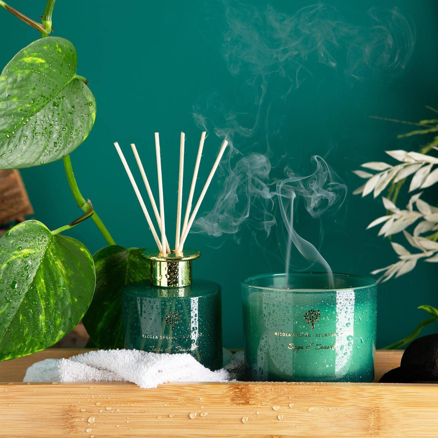 350g Double Wick Sage & Seasalt Wax Candle Nicola Spring