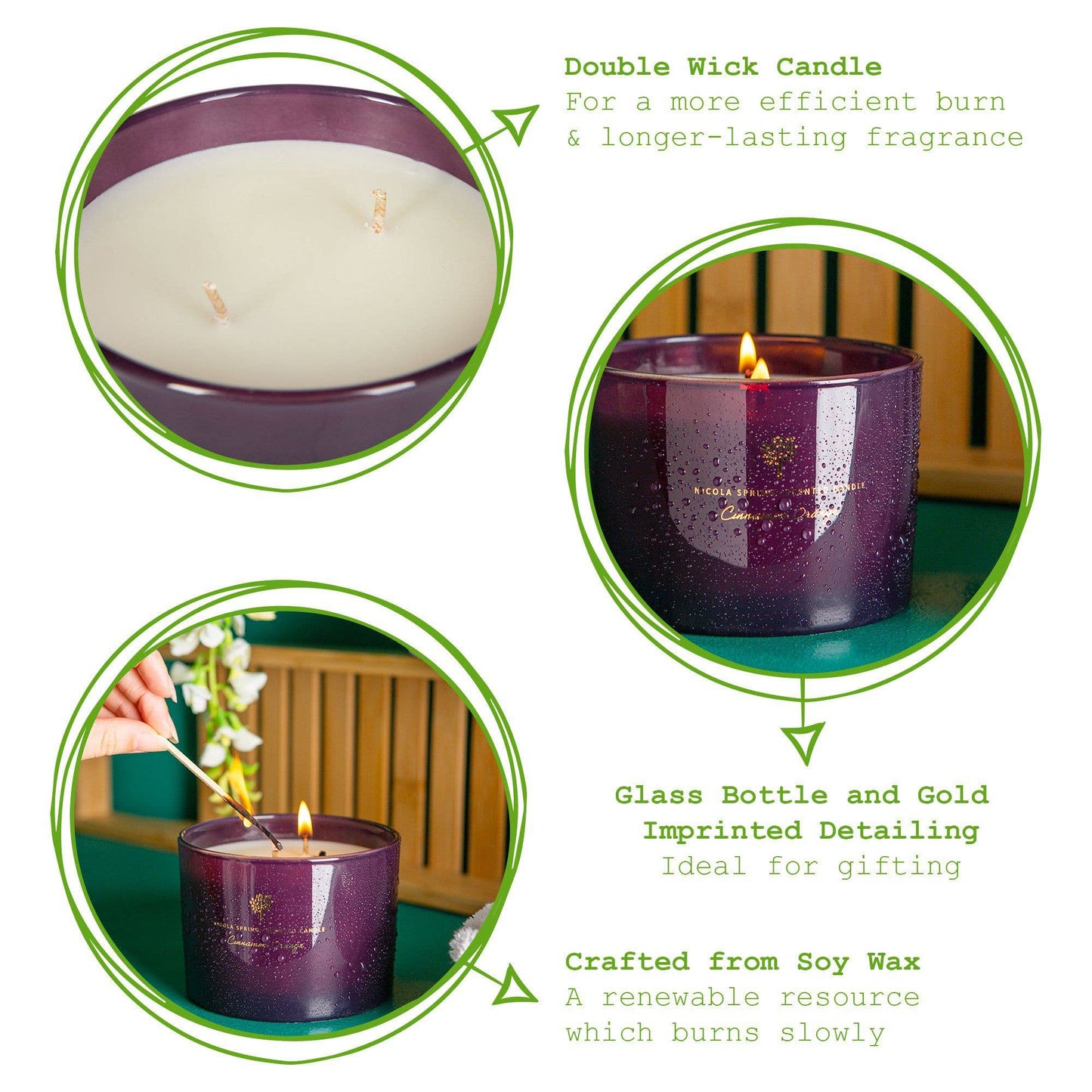 350g Double Wick Cinnamon Orange Wax Candle Nicola Spring