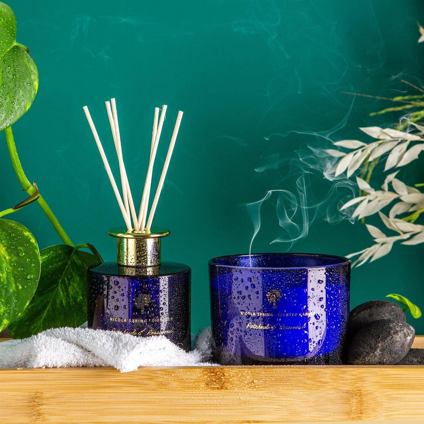 350g Double Wick Patchouli Rosewood Wax Candle Nicola Spring