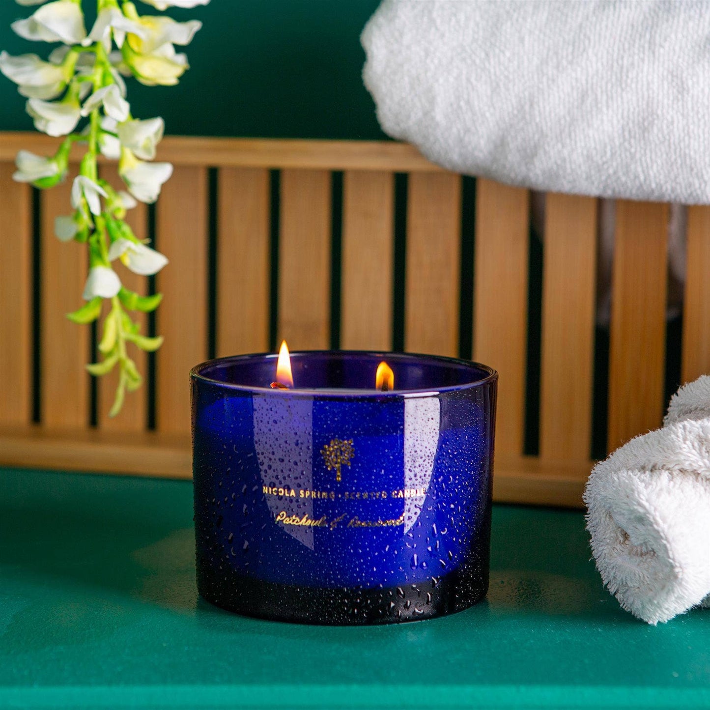 350g Double Wick Patchouli Rosewood Wax Candle Nicola Spring
