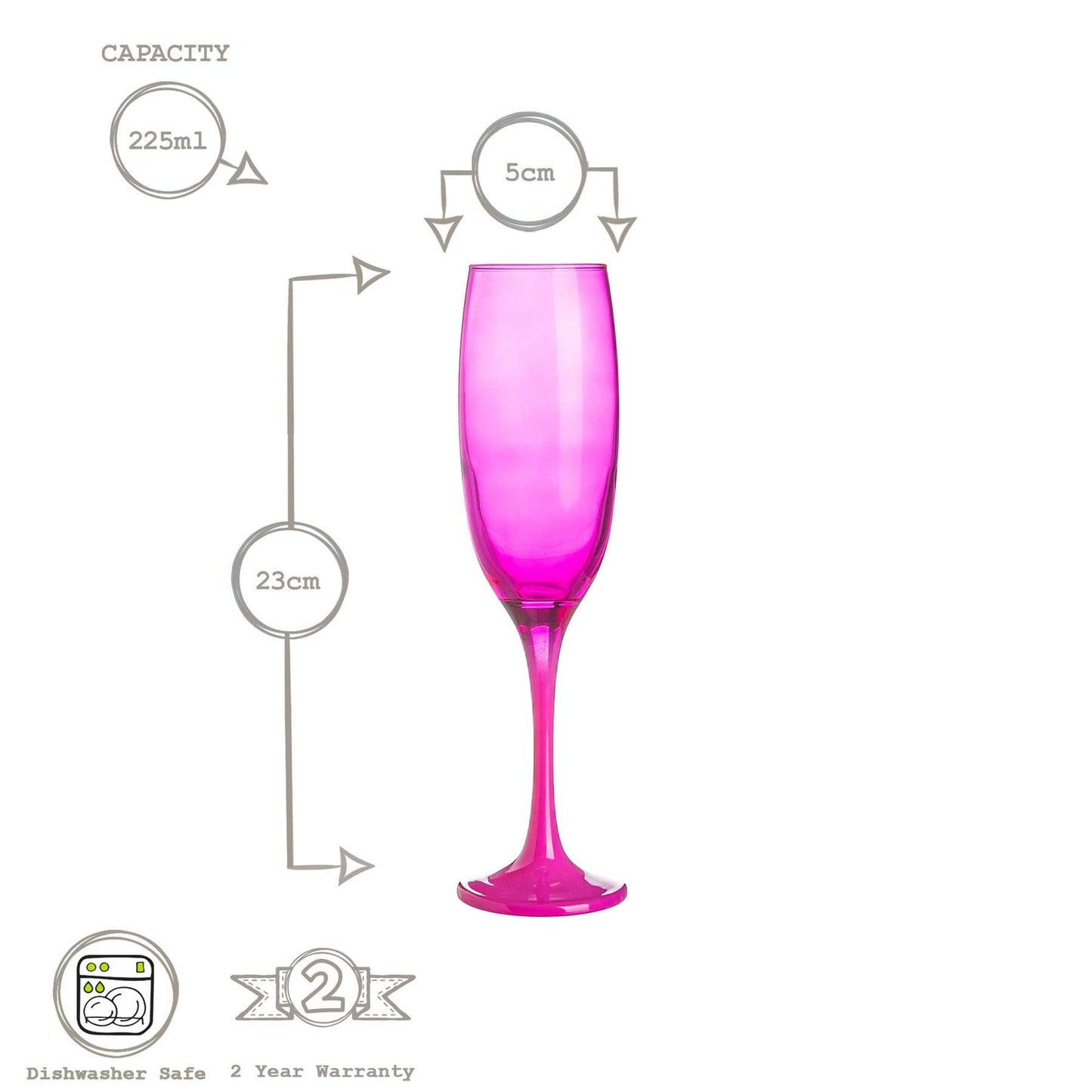 Argon Tableware Coloured Champagne Flute - 220ml - Pink