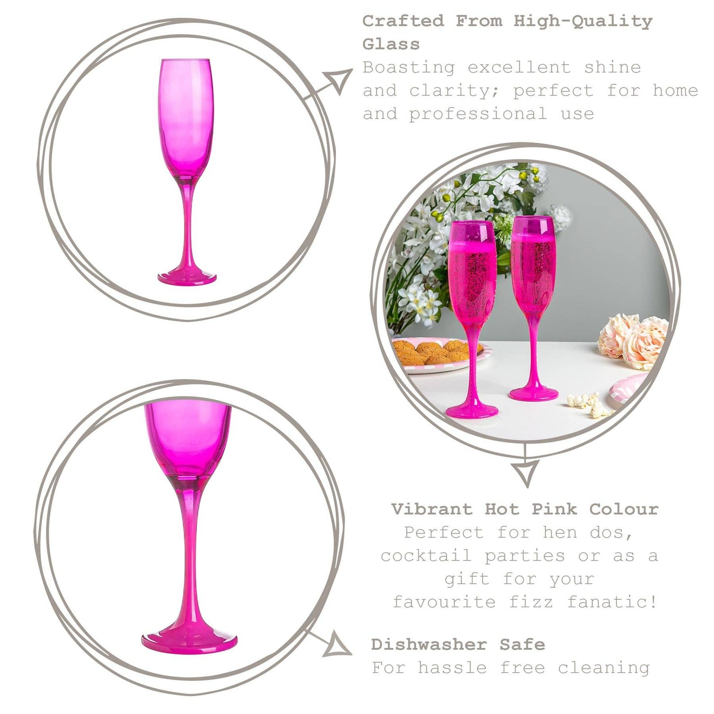 Argon Tableware Coloured Champagne Flute - 220ml - Pink